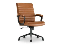 Click365 Transform 3.0 Ergonomic Vegan Leather Mid-Back Manager's Chair, Cognac