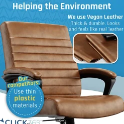 Click365 Transform 3.0 Ergonomic Vegan Leather Mid-Back Manager's Chair, Cognac