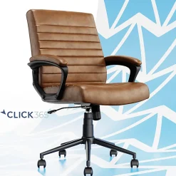 Click365 Transform 3.0 Ergonomic Vegan Leather Mid-Back Manager's Chair, Cognac