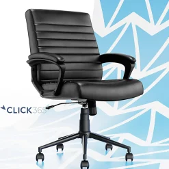 Click365 Transform 3.0 Ergonomic Vegan Leather Mid-Back Manager's Chair, Black