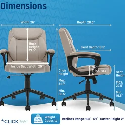Click365 Transform 1.0 Mid-Back Fabric Manager's Chair, Beige