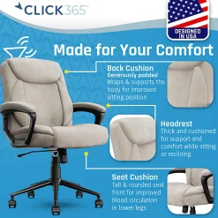 Click365 Transform 1.0 Mid-Back Fabric Manager's Chair, Beige