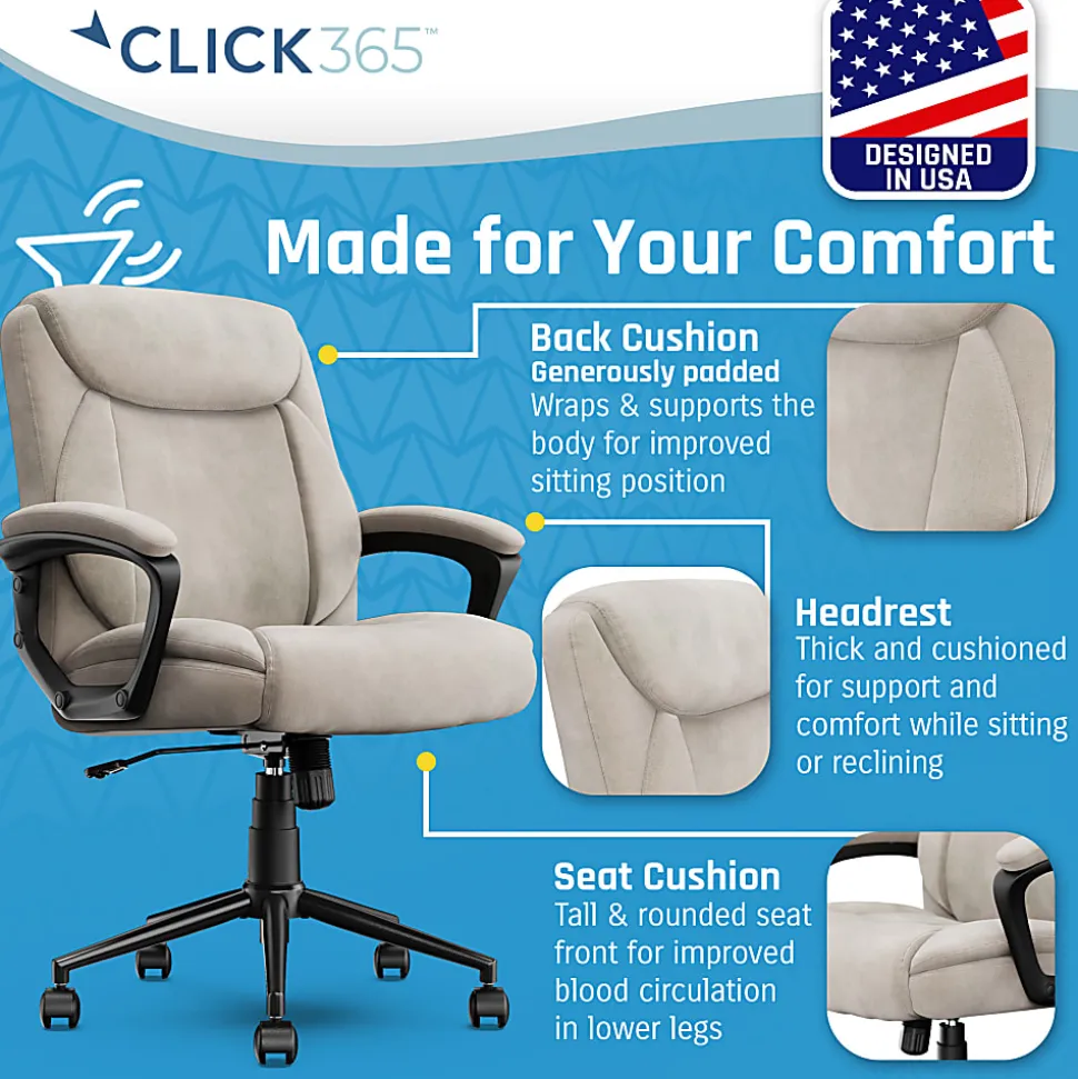Click365 Transform 1.0 Mid-Back Fabric Manager's Chair, Beige