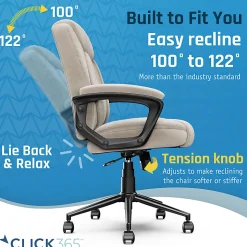 Click365 Transform 1.0 Mid-Back Fabric Manager's Chair, Beige