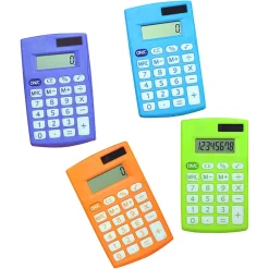 CLI 8-Digit Handheld Calculators, Assorted Colors, Set Of 12 Calculators
