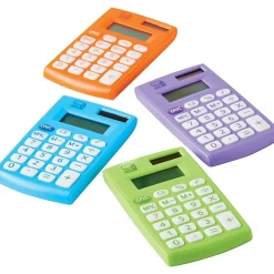 CLI 8-Digit Handheld Calculators, Assorted Colors, Set Of 12 Calculators