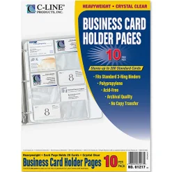 C-Line Business Card Holders Without Tabs, 8 1/8