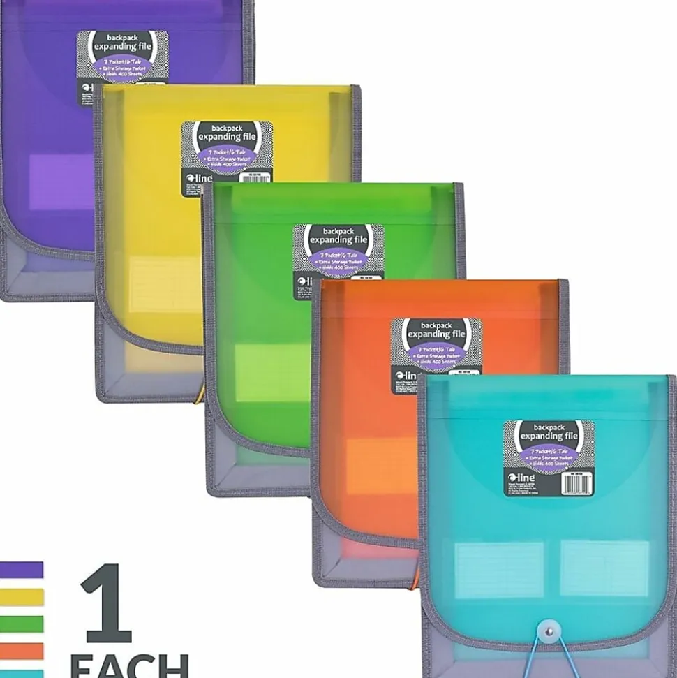 C-Line CLI-58700 Letter Organizer Folder - 8 1/2" x 11" - 400 Sheets Capacity - 7 Front, Internal Pocket - Assorted - 1 Each
