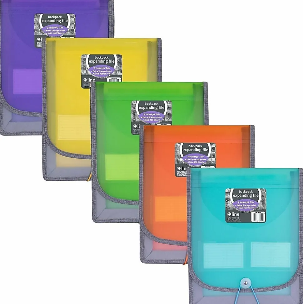 C-Line CLI-58700 Letter Organizer Folder - 8 1/2" x 11" - 400 Sheets Capacity - 7 Front, Internal Pocket - Assorted - 1 Each