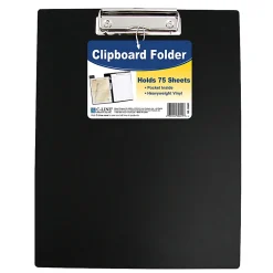 C-Line Clipboard Folders, 8-1/2" x 11", Black, Pack Of 12 Folders