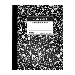 C-Line Composition Notebooks, 7-1/2" x 9-3/4", Wide Rule, 100 Sheets, Black Marble, Pack Of 12 Notebooks