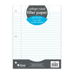 C-Line Filler Paper, 8” x 10-1/2”, College Rule, 100 Sheets Per Ream, White, Pack Of 36 Reams