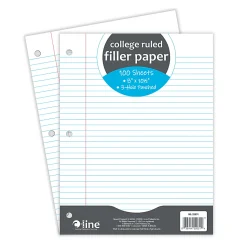 C-Line Filler Paper, 8” x 10-1/2”, College Rule, 100 Sheets Per Ream, White, Pack Of 36 Reams