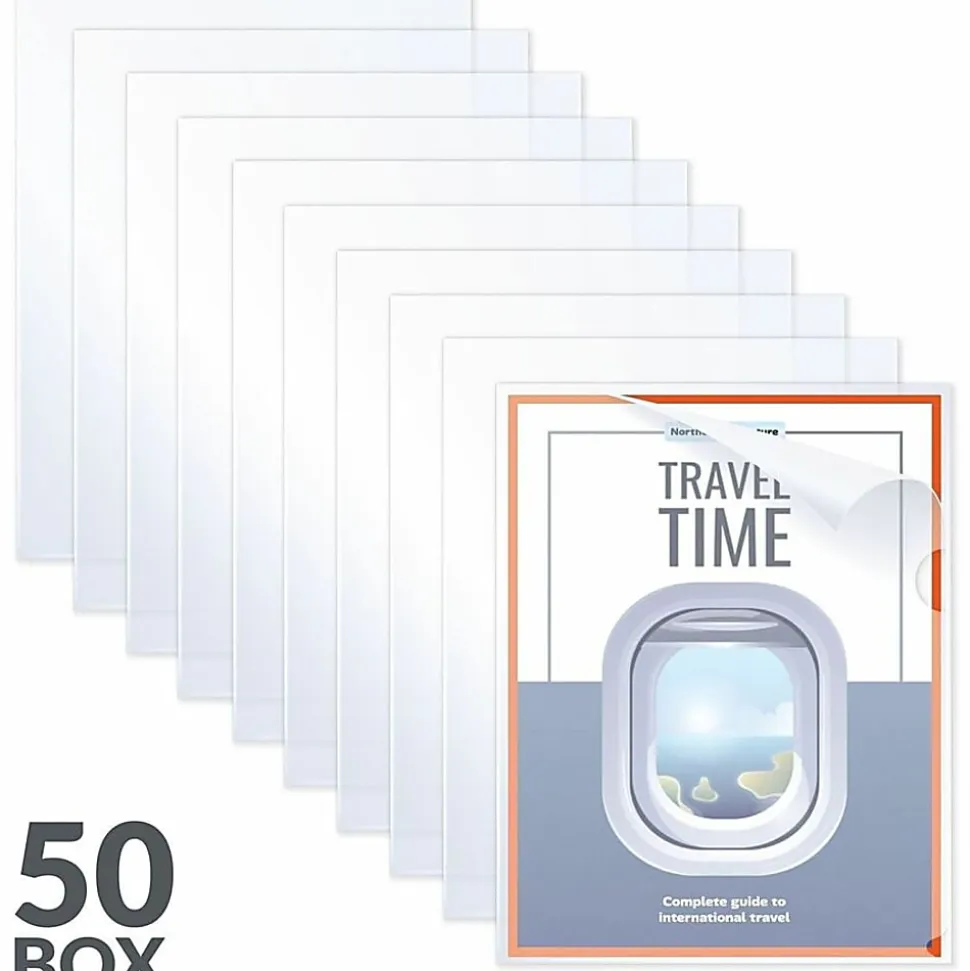 C-Line® Non-Glare Vinyl Project Folders, Letter Size, Clear, Box Of 50