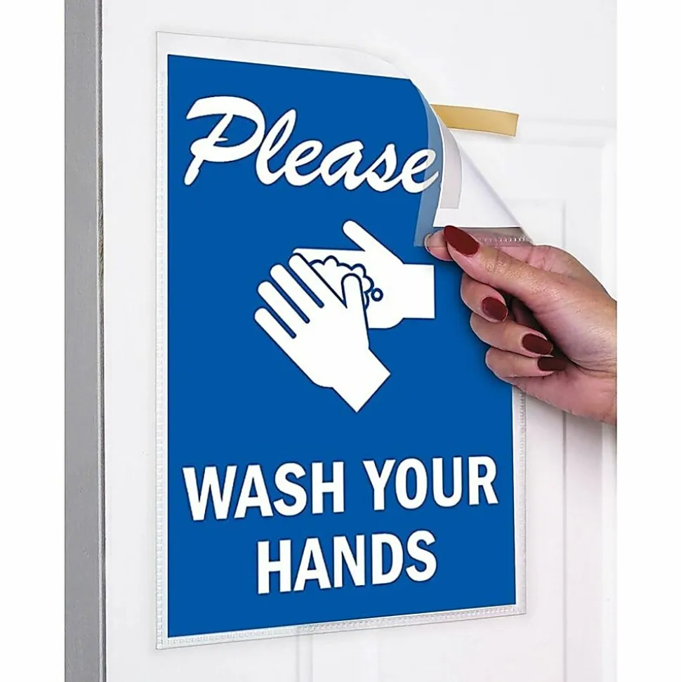 C-Line® Peel/Stick Pockets With Antimicrobial Protection, Letter Size, Clear, Pack Of 10