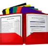 C-Line 2-Pocket 3-Hole Punch Poly Folders, Letter Size, Assorted Colors, Pack Of 36 Folders