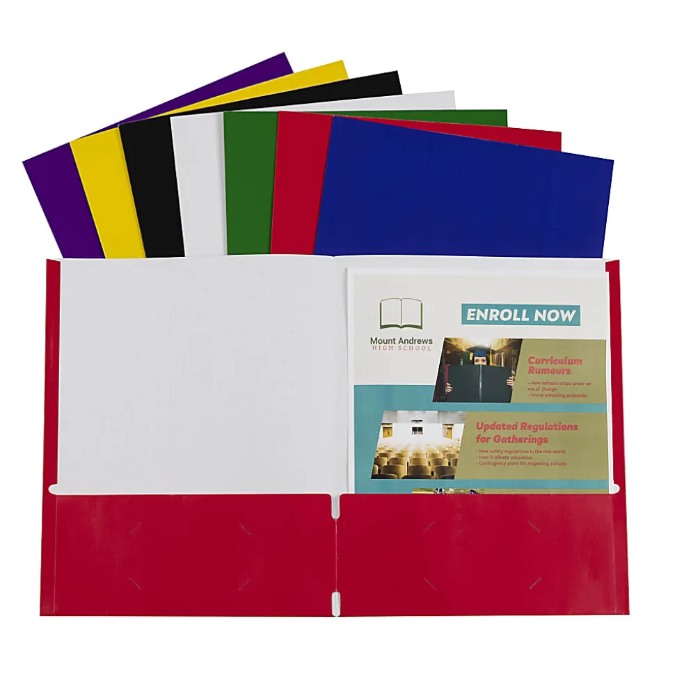 C-Line 2-Pocket Paper Folders, Letter Size, Assorted Colors, Pack Of 100 Folders