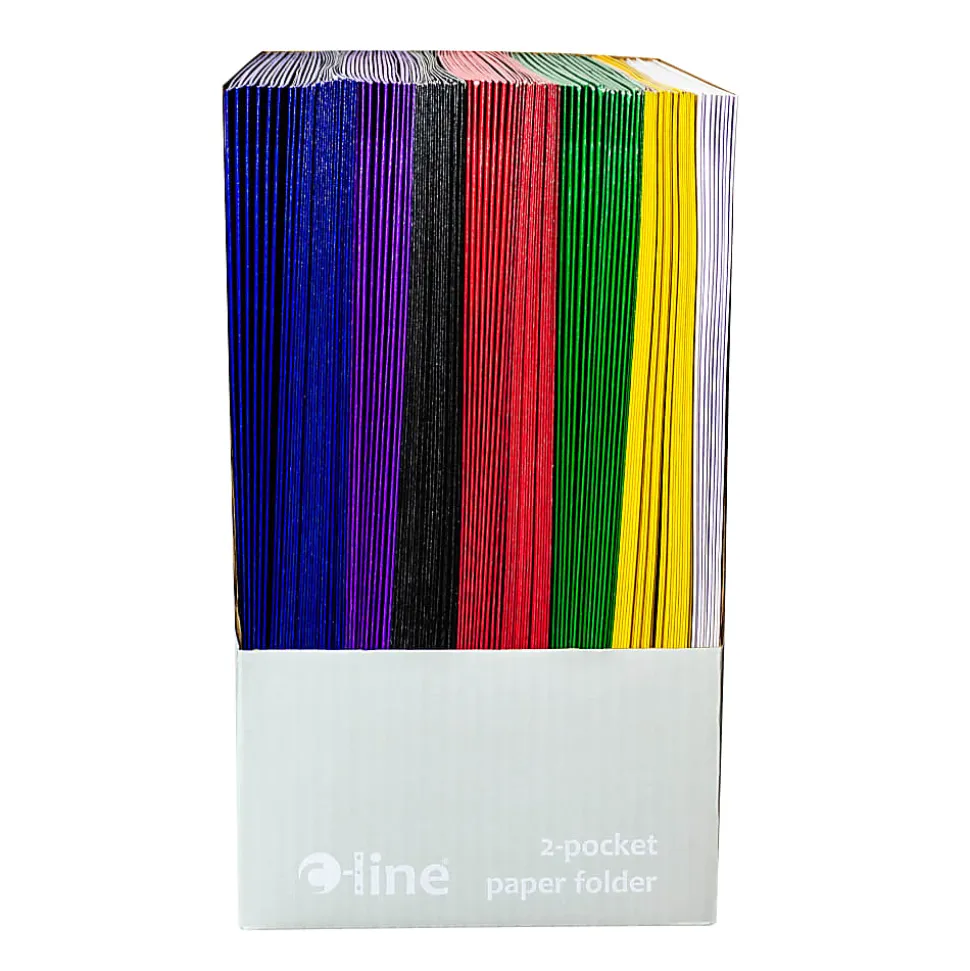 C-Line 2-Pocket Paper Folders, Letter Size, Assorted Colors, Pack Of 100 Folders