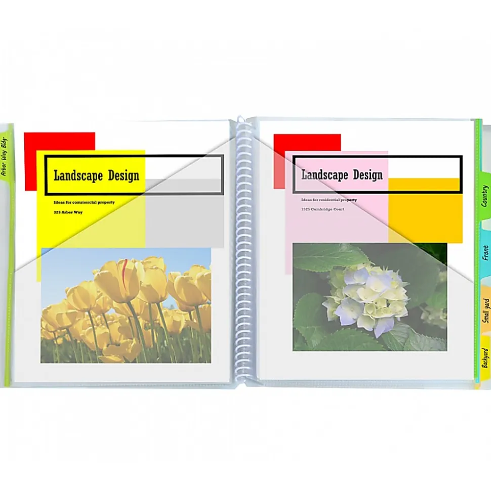 C-Line 10-Pocket Poly Portfolios With Write-On Index Tabs, 8-1/2" x 11", 5-Tab, Clear, Pack Of 3 Portfolios