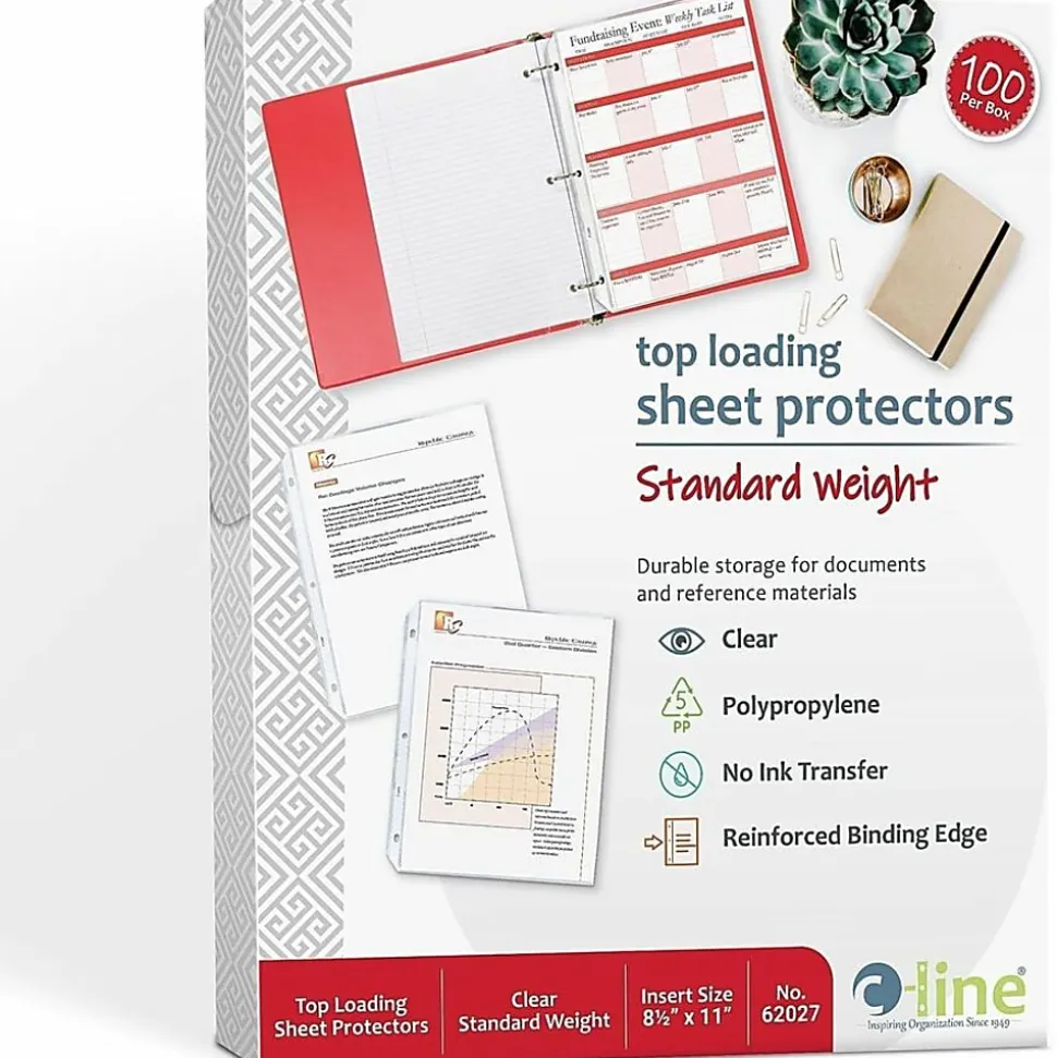 C-Line® Polypropylene Top-Loading Sheet Protectors, 8 1/2" x 11", Standard Weight, Box Of 100