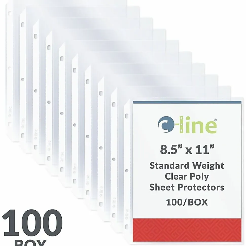 C-Line® Polypropylene Top-Loading Sheet Protectors, 8 1/2" x 11", Standard Weight, Box Of 100