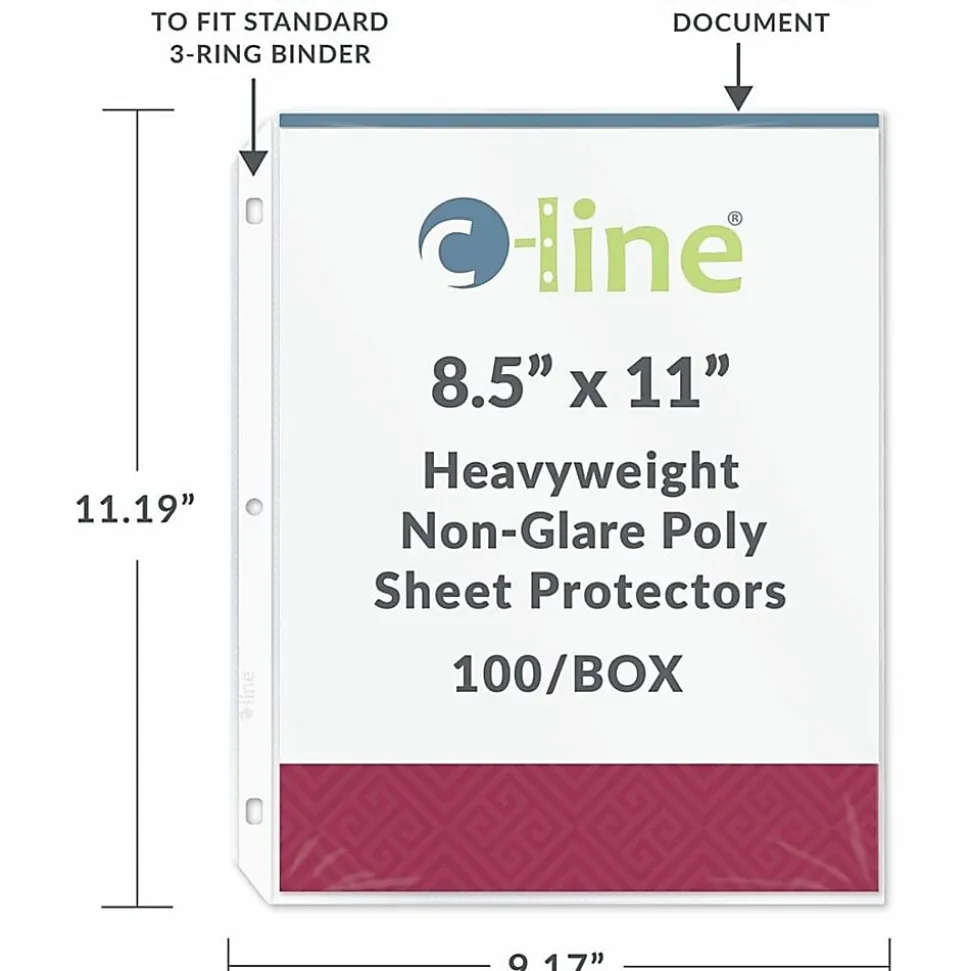 C-Line® Polypropylene Top-Loading Sheet Protectors, 8 1/2" x 11", Heavyweight, Nonglare, Box Of 100
