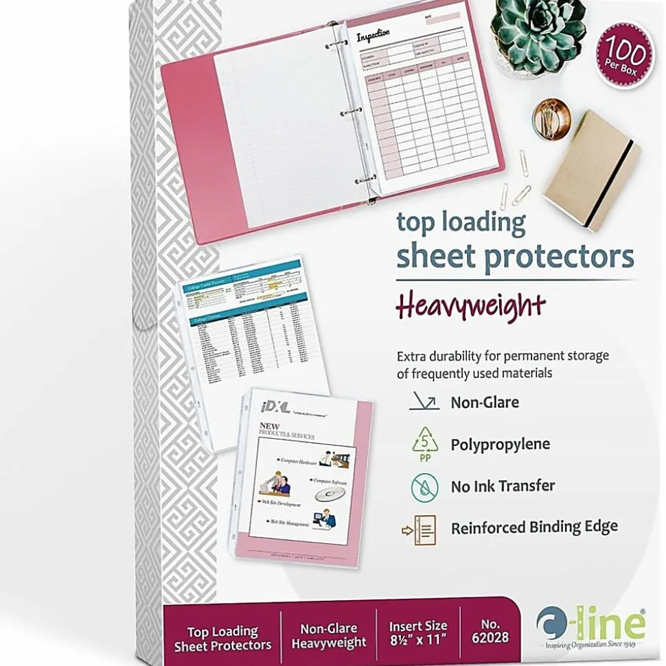 C-Line® Polypropylene Top-Loading Sheet Protectors, 8 1/2" x 11", Heavyweight, Nonglare, Box Of 100