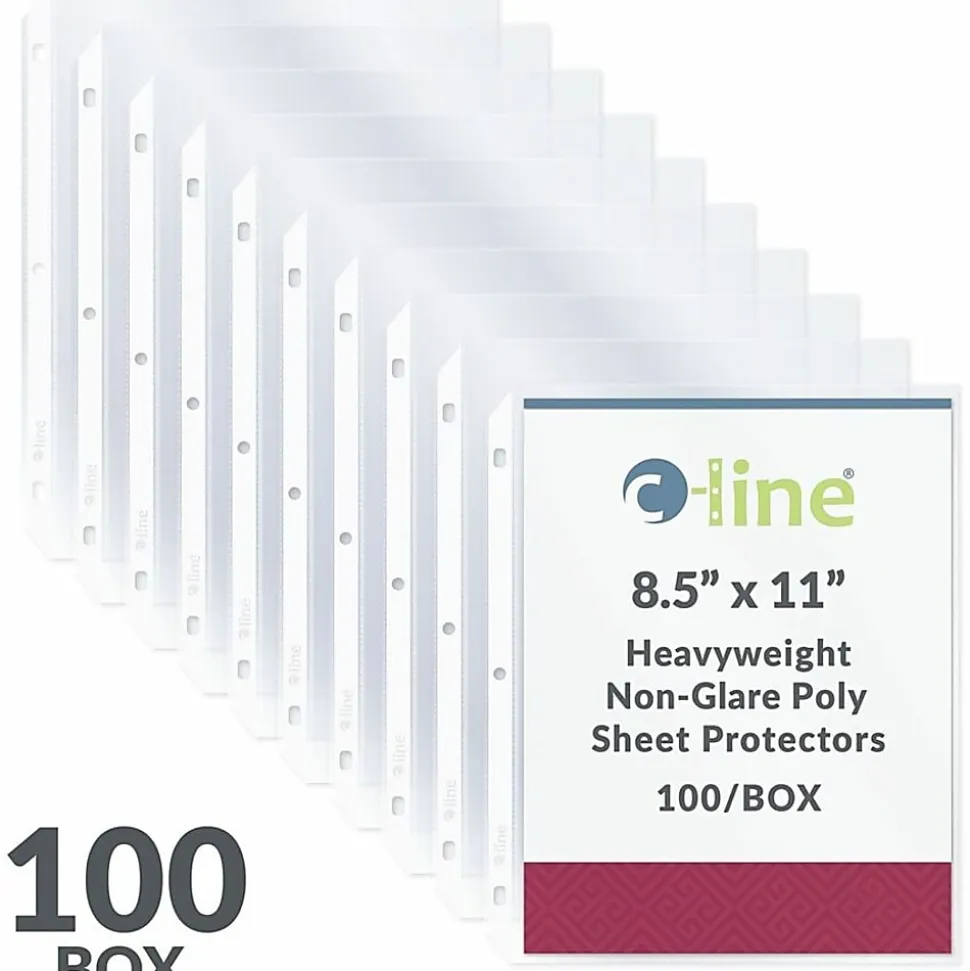 C-Line® Polypropylene Top-Loading Sheet Protectors, 8 1/2" x 11", Heavyweight, Nonglare, Box Of 100