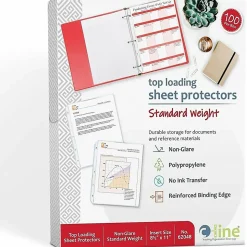 C-Line® Polypropylene Top-Loading Sheet Protectors, 8 1/2" x 11", Standard Weight, Nonglare, Box Of 100