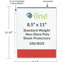 C-Line® Polypropylene Top-Loading Sheet Protectors, 8 1/2