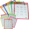C-Line Reusable Dry-Erase Pockets, 9" x 12", Assorted Colors, Pack Of 5 Pockets
