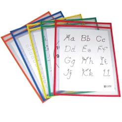 C LineĀ® Reusable Dry-Erase Pockets, 9" x 12", Assorted Primary Colors, Pack Of 25
