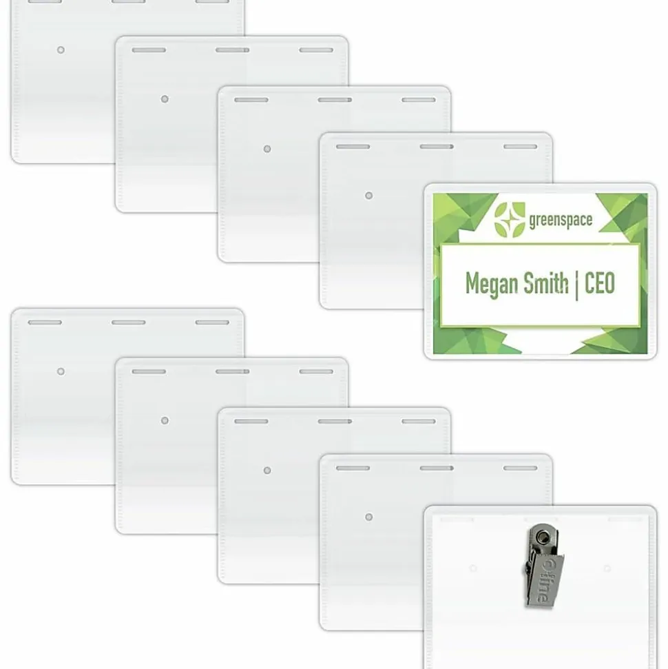 C-Line Sealed Clip Style Badge Holder Kit, Top Loading, 2 1/4" x 3 1/2", Pack Of 50