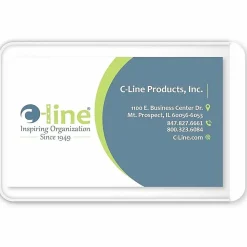 C-LineĀ® Self-Adhesive Business Card Holders, 2" x 3 1/2", Clear, Pack Of 10