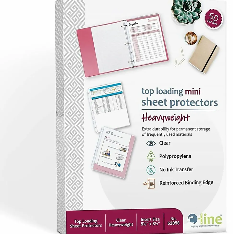 C-Line® Top-Loading Mini Sheet Protectors, 5 1/2" x 8 1/2", Box Of 50