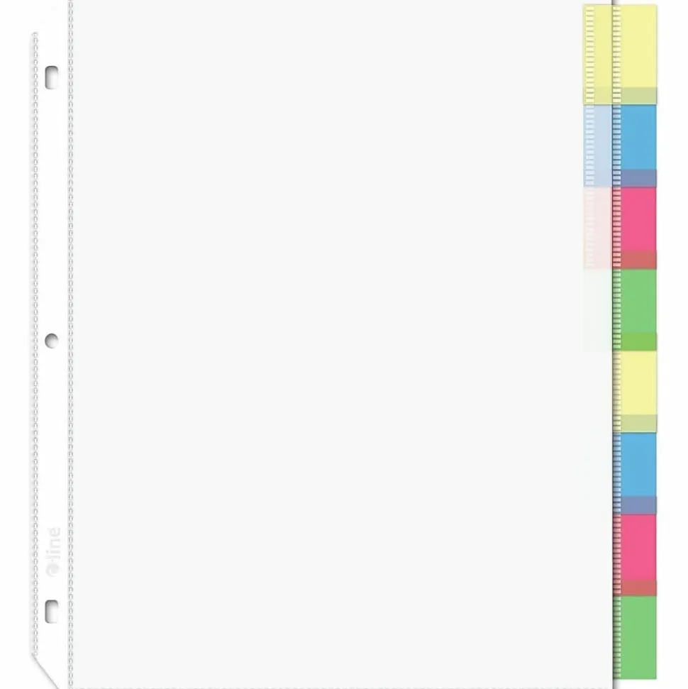 C-Line® Top-Loading Sheet Protectors With Tab Inserts, 8 1/2" x 11", 8-Tab, Assorted Colors, 10 Pack