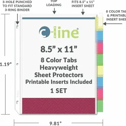 C-Line® Top-Loading Sheet Protectors With Tab Inserts, 8 1/2