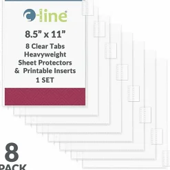 C-Line® Top-Loading Sheet Protectors With Tab Inserts, 8 1/2" x 11", 8-Tab, Clear, 10 Pack
