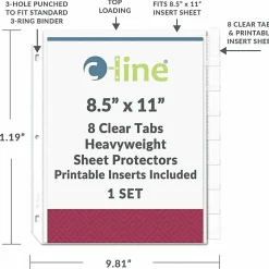 C-Line® Top-Loading Sheet Protectors With Tab Inserts, 8 1/2