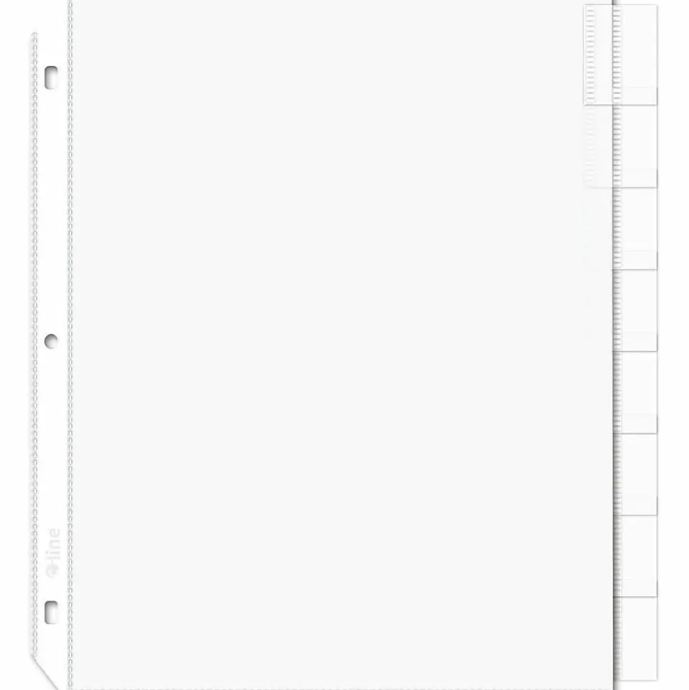 C-Line® Top-Loading Sheet Protectors With Tab Inserts, 8 1/2" x 11", 8-Tab, Clear, 10 Pack