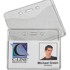 C-LineĀ® Vinyl Horizontal ID Badge Holders, 2 3/8" x 3 3/8", Clear, Pack Of 100