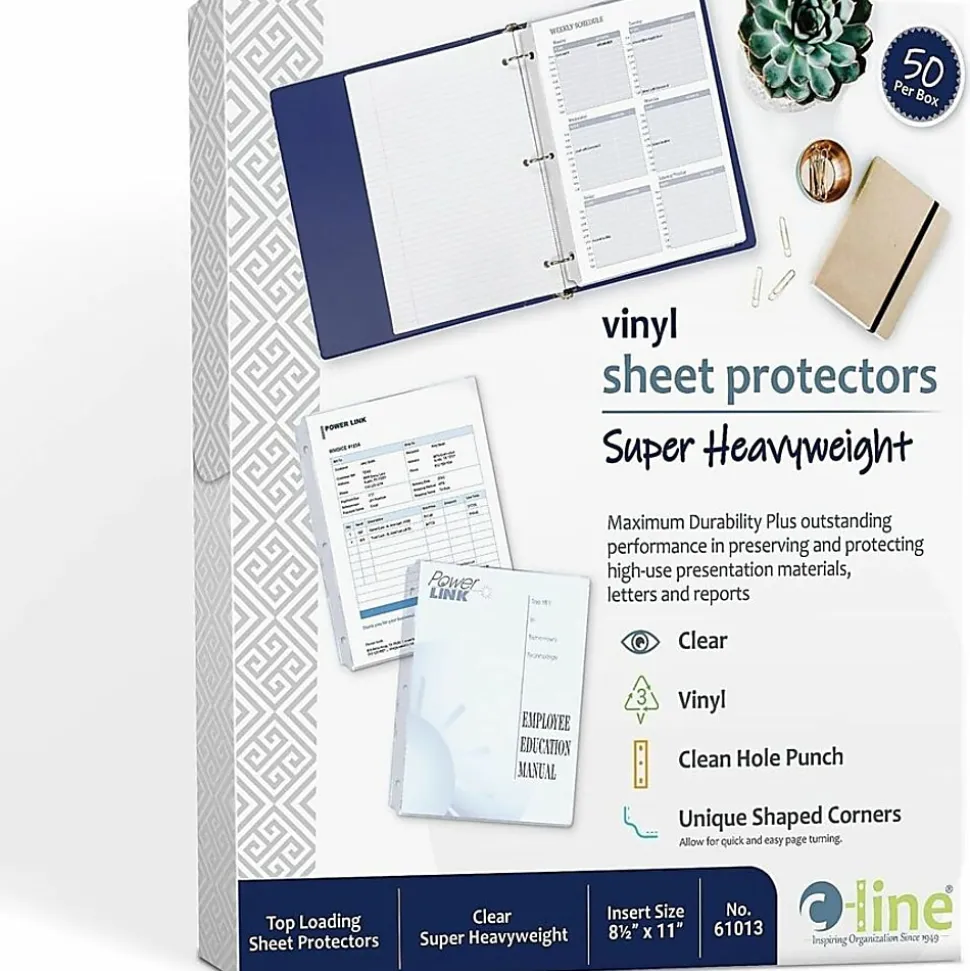 C-Line® Vinyl Top-Loading Sheet Protectors, 8 1/2" x 11", Box Of 50