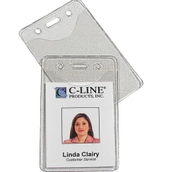 C-Line® Vinyl Vertical ID Badge Holders, 2 3/8