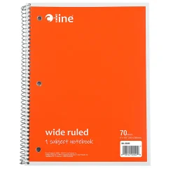 C-Line Wide Rule Spiral Notebooks, 8" x 10-1/2", 1 Subject, 70 Sheets, Orange, Case Of 24 Notebooks
