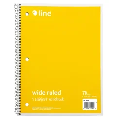 C-Line Wide Rule Spiral Notebooks, 8" x 10-1/2", 1 Subject, 70 Sheets, Yellow, Case Of 24 Notebooks