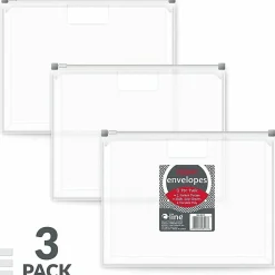 C-Line Zip 'N Go Reusable Poly Envelope with Outer Pocket - Zipper Closure, Clear, 3/PK, 48117