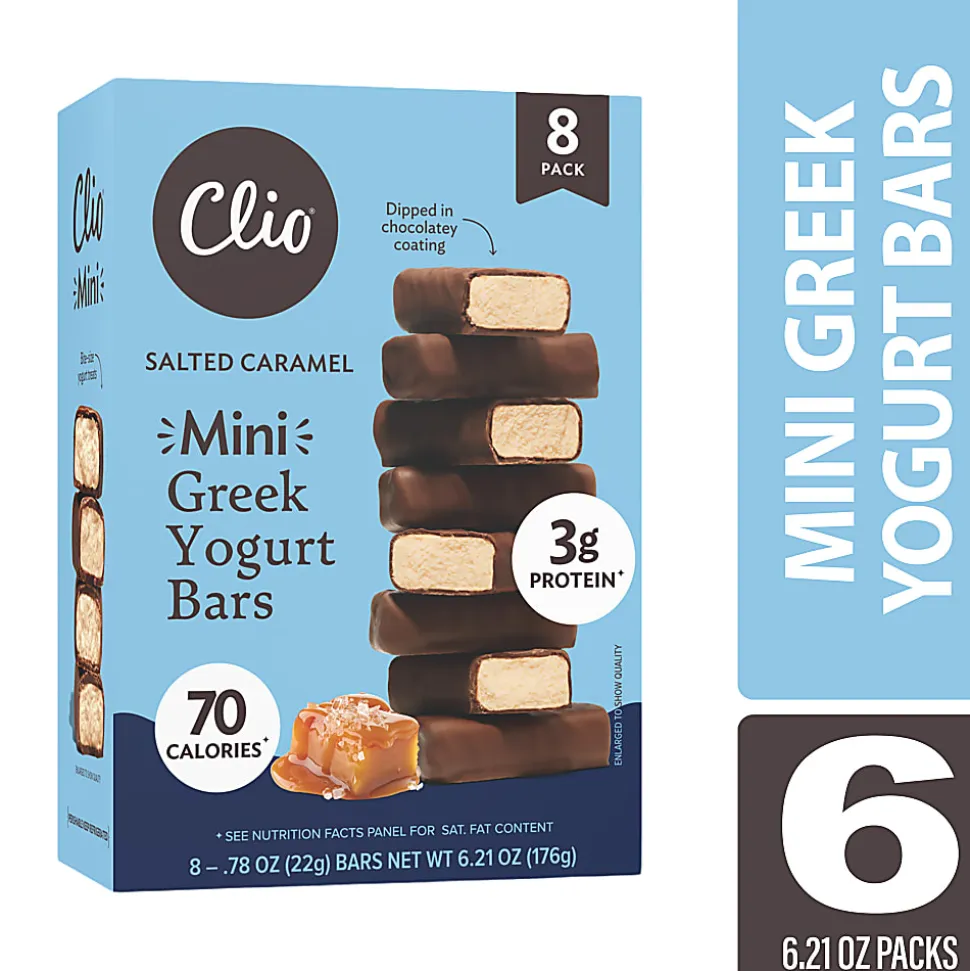 Clio Snacks Salted Caramel Mini Greek Yogurt Bars, 0.78 Oz, Total Qty 48