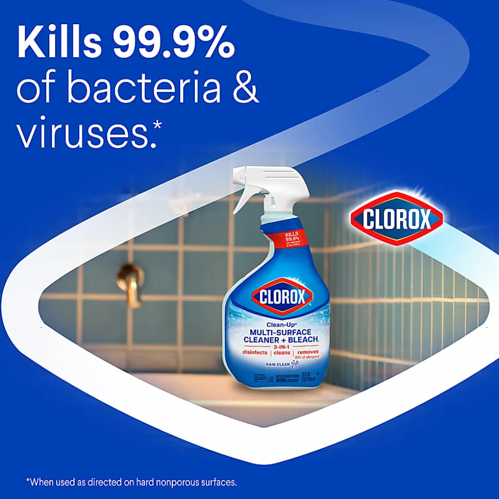 Clorox Clean-Up Multi-Surface Cleaner with Bleach, Rain Clean, Spray Bottle, 32 Fluid Ounces (30058)