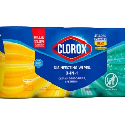 Clorox Disinfecting Cleaning Wipes Variety Pack, Bleach Free, Fresh Scent and Crisp Lemon, 75 Count Each, Pack of 4