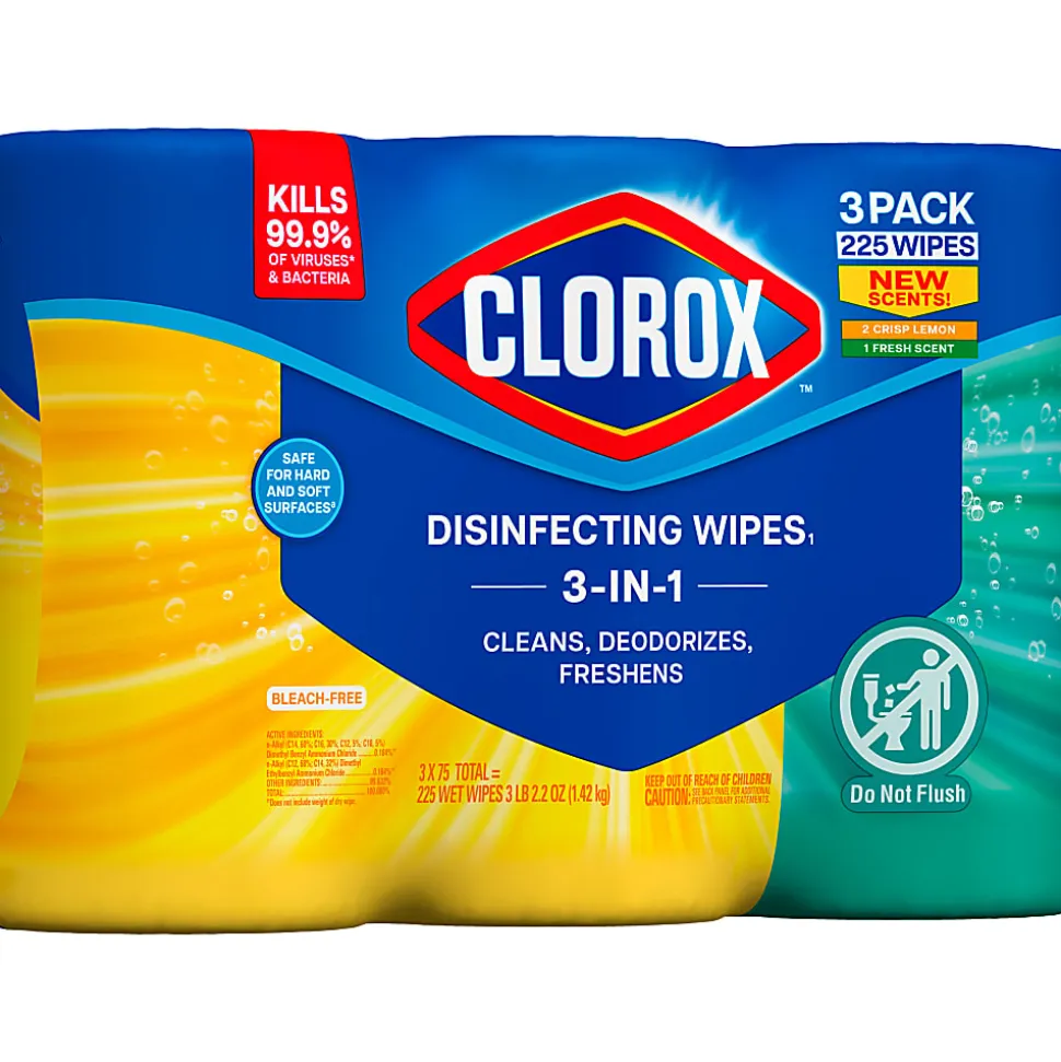 Clorox Disinfecting Cleaning Wipes Variety Pack, Fresh Scent and Crisp Lemon, 75 Count Each, Pack of 3 (60379)